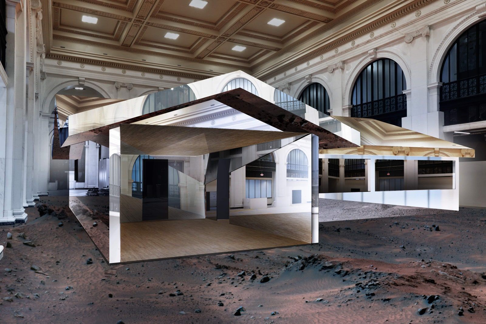 Doug Aitken Installs Mirrored House in Historic Detroit Building
